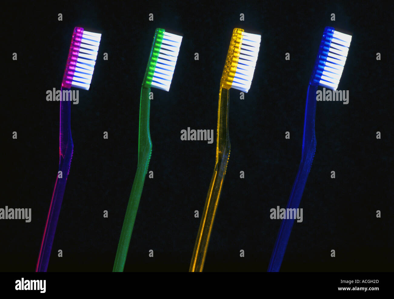 Four toothbrushes Stock Photo