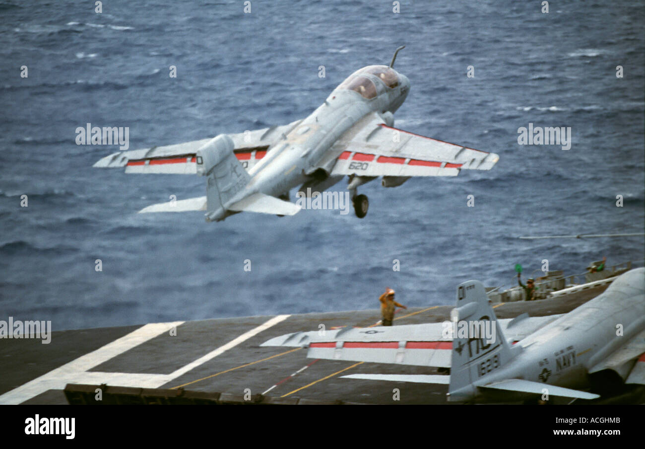 EA-6B Prowler launches from the deck of USS JOHN F.  KENNEDY   (CVA-67) Stock Photo