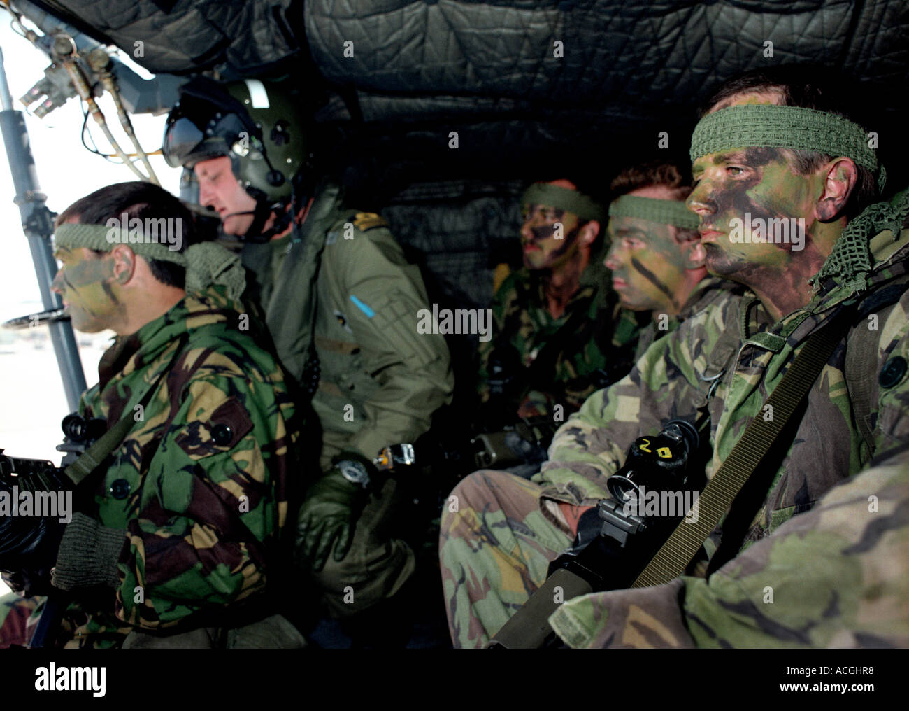 Royal Marines about to rapid rope from Lynx Helecopter Stock Photo - Alamy