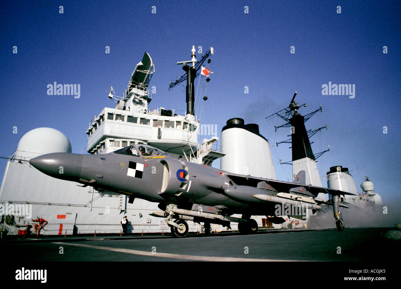 Frs2 Sea Harrier Launches Sea Harrier From Flight Deck Of Hms Ark Royal 