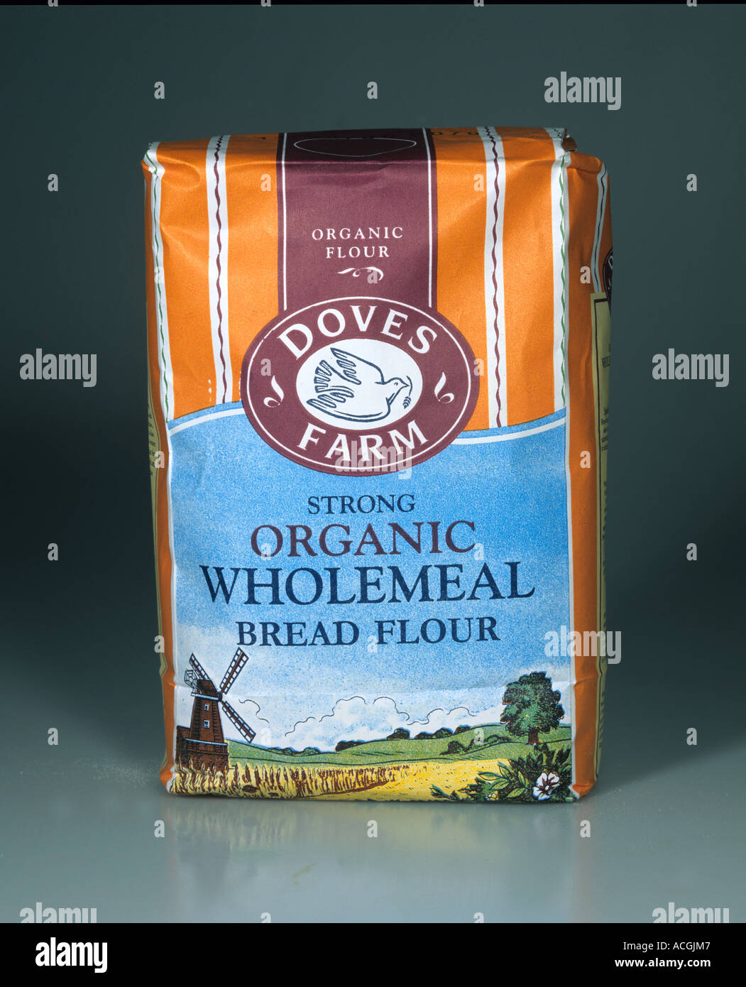 A bag of wholemeal organic bread flour Stock Photo