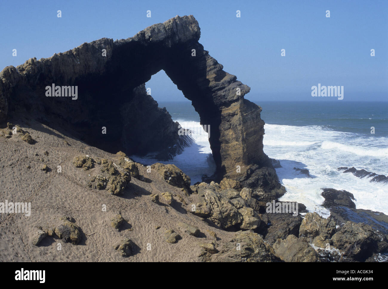 Bogenfels Arch one of the worlds largest naturally occuring span arch off the coast of Namibia Stock Photo