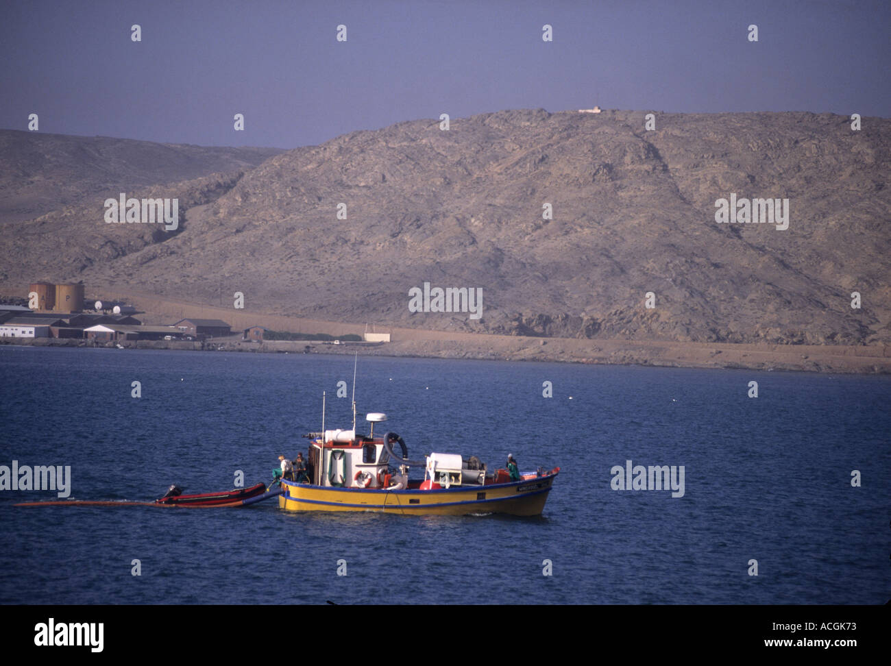 Diamond diving boat off the coast of the German town of Luderitz in Southern Namibia Stock Photo