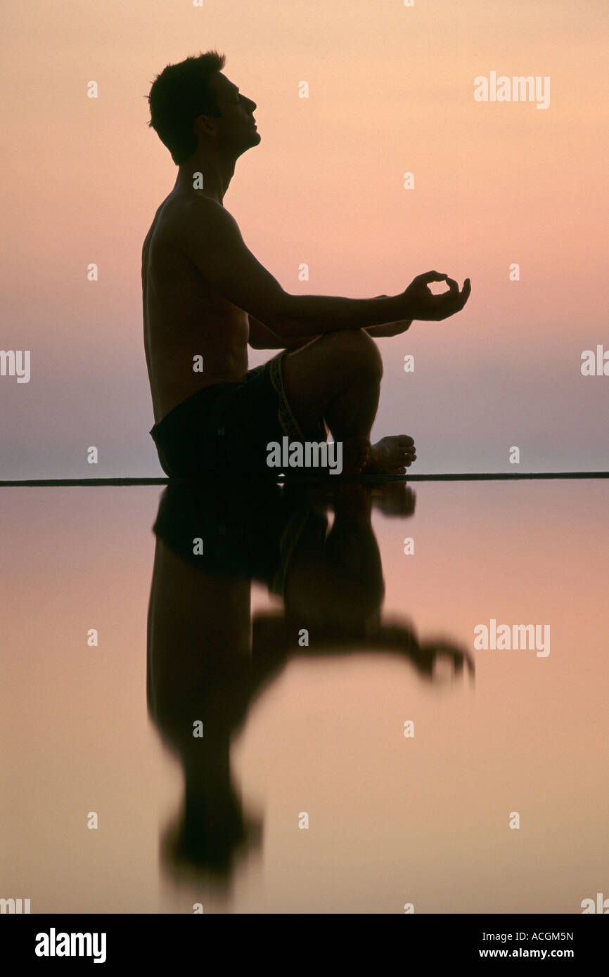 Profile of man backlighting sunset Stock Photo