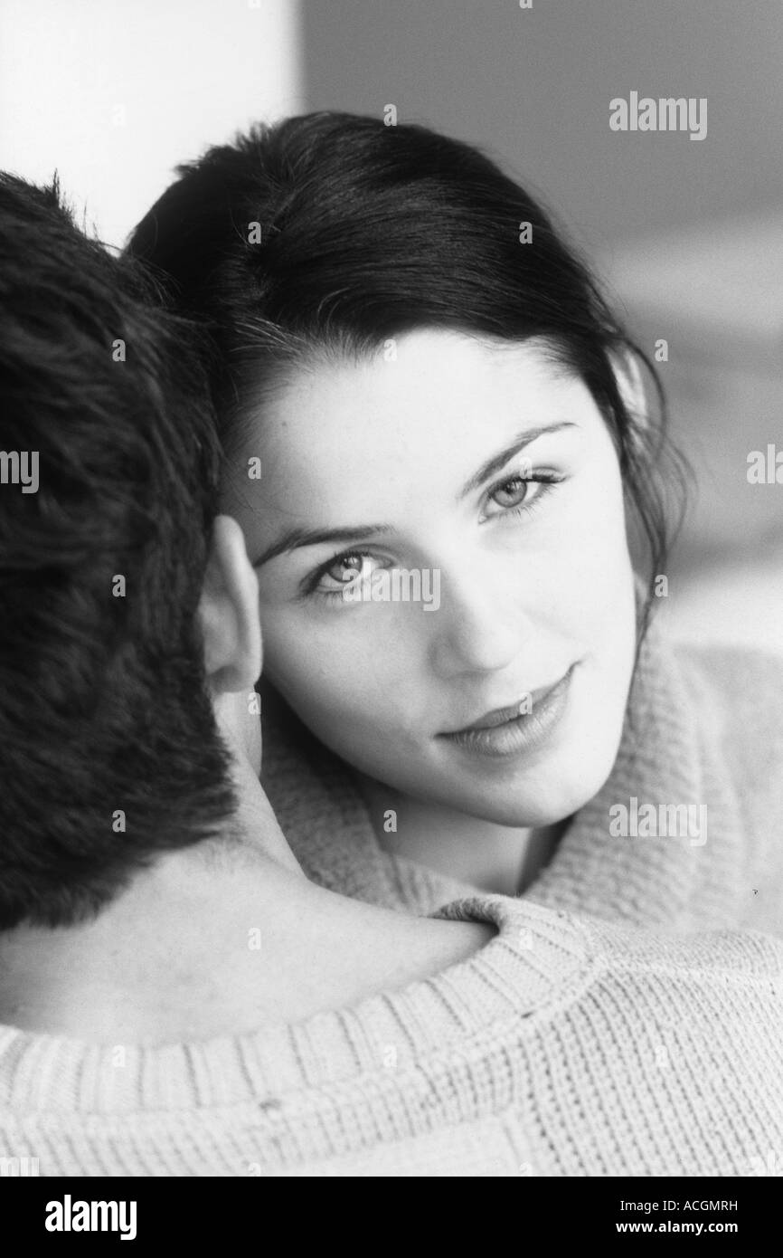 Portrait couple embracing black and white Stock Photo Alamy