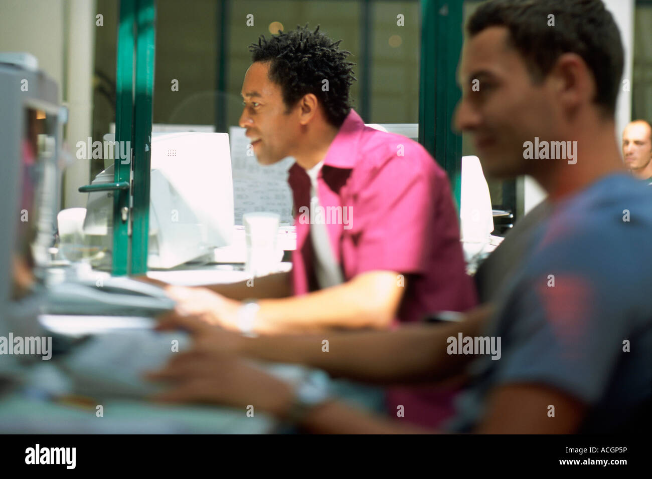 Men profile working on computer Stock Photo - Alamy