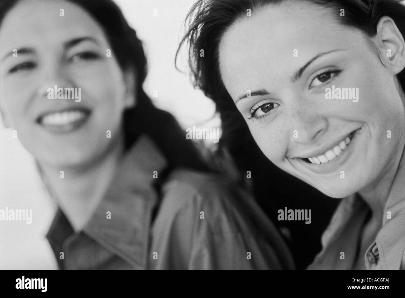 Portrait smiling women black and white Stock Photo - Alamy