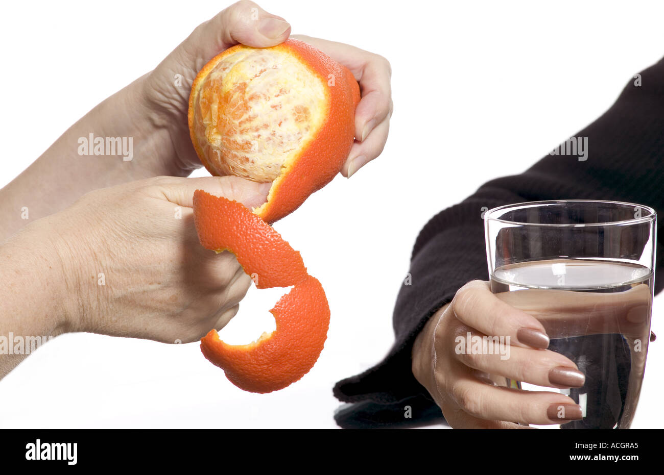 Orange peel and water Stock Photo Alamy