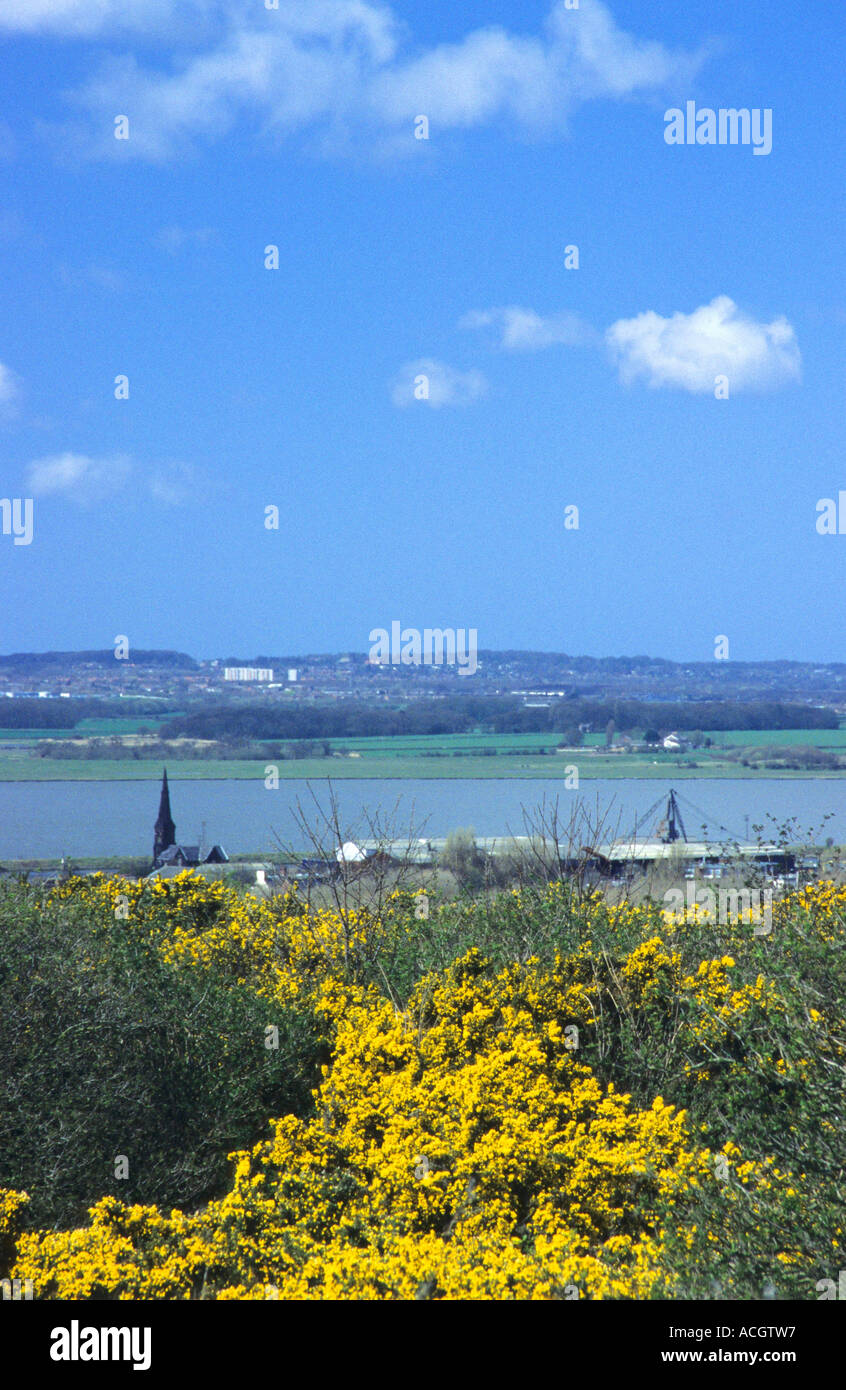 Weston Point and River Mersey from Weston, Runcorn, England Stock Photo