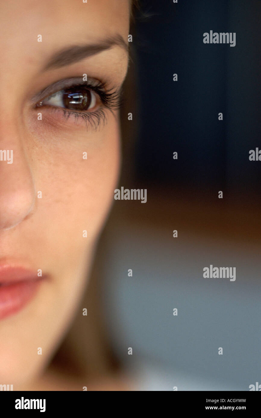 Close up on half a woman s face Stock Photo - Alamy