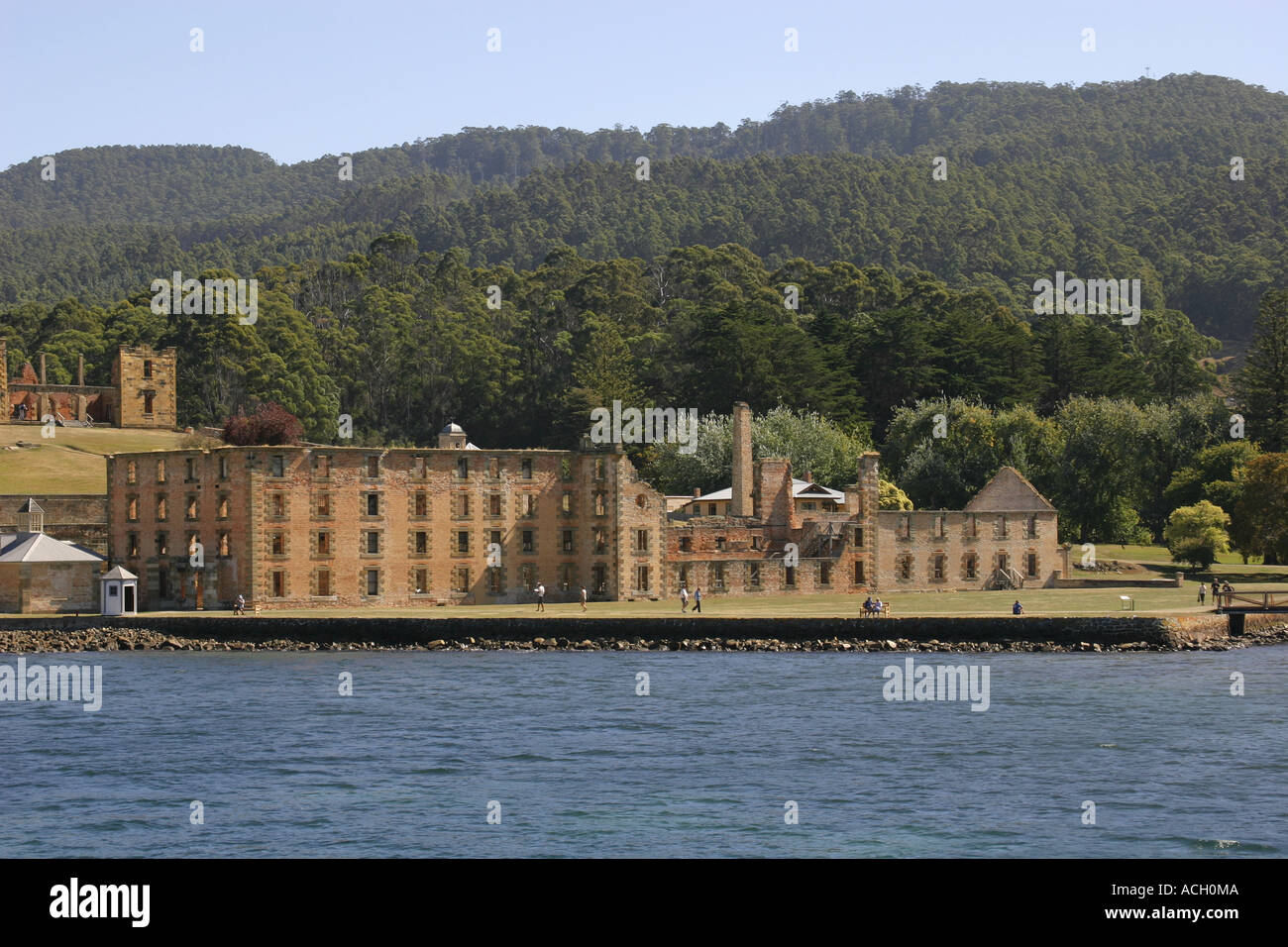 Port Arthur Historic Site across Mason Cove on the Tasmanian Peninsular in Tasmania Australia Stock Photo
