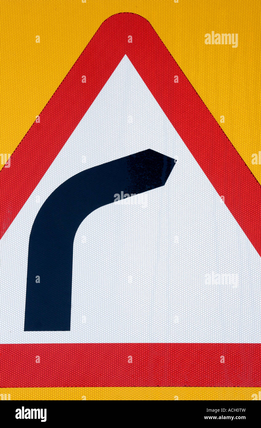 Right hand turn signpost close up Stock Photo Alamy