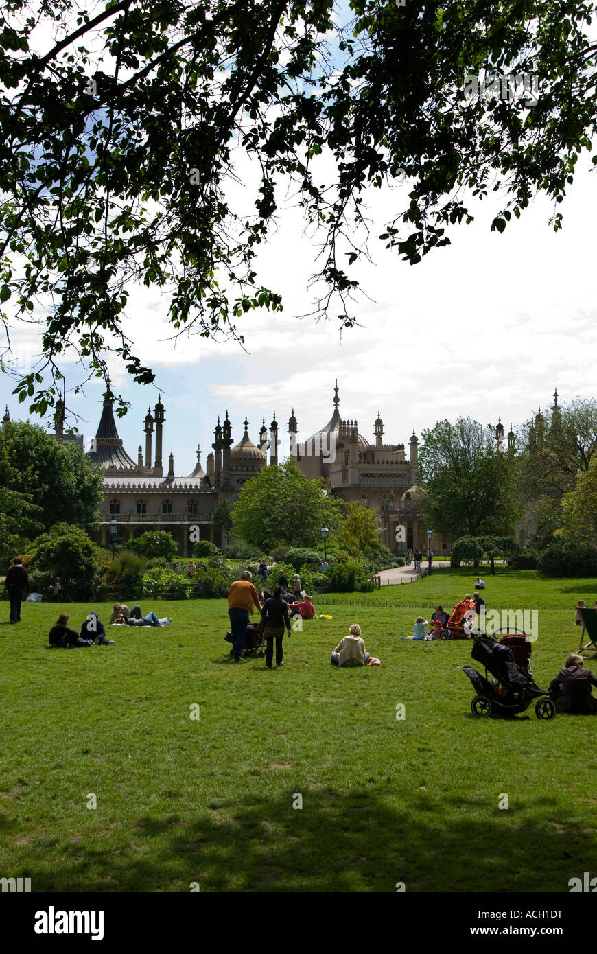 The Royal Pavilion and Pavilion Gardens in Brighton East Sussex Stock