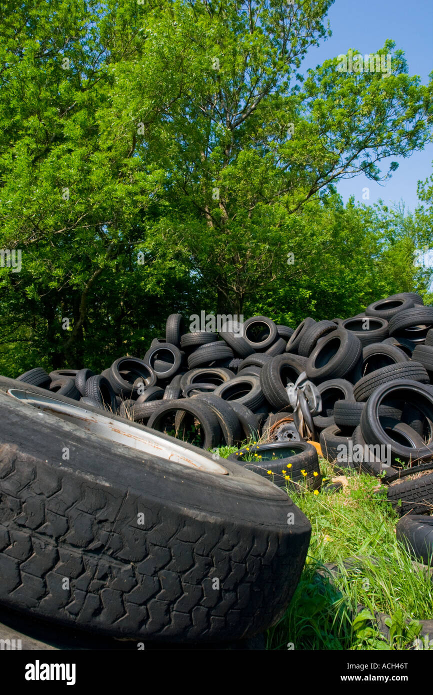 Thrown away trash and disposed tires Stock Photo Alamy