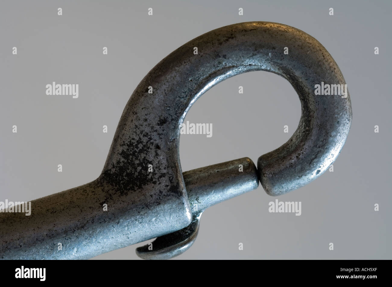extreme closeup of a spring loaded bolt snap hook Stock Photo Alamy