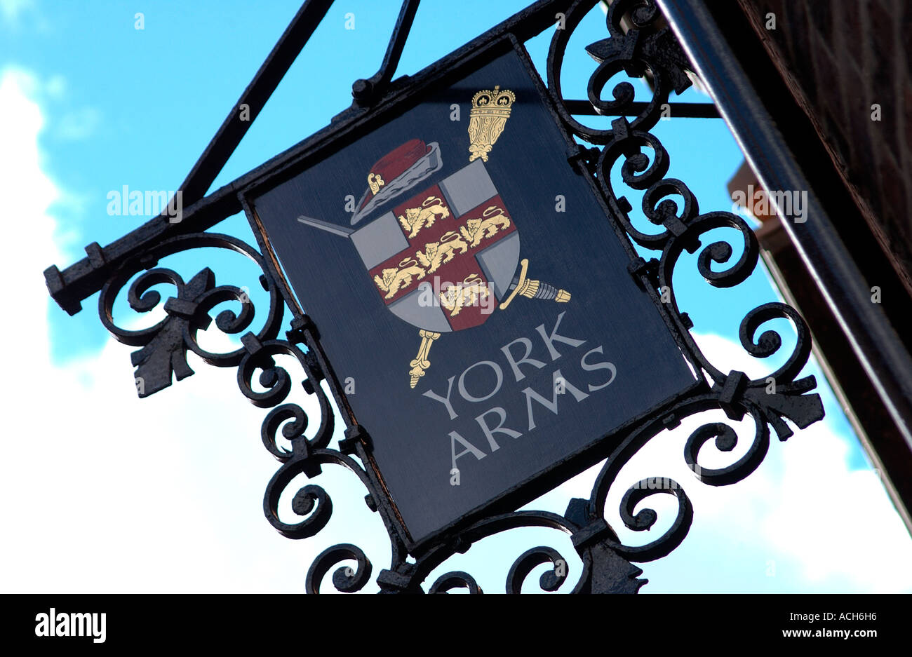 York Coat of Arms as pub sign, York, England, UK Stock Photo