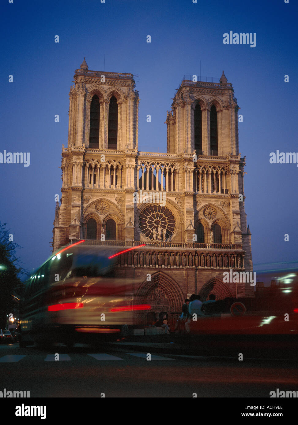 Notre Dame de Paris Cathedral at dusk Paris France Europe Stock Photo