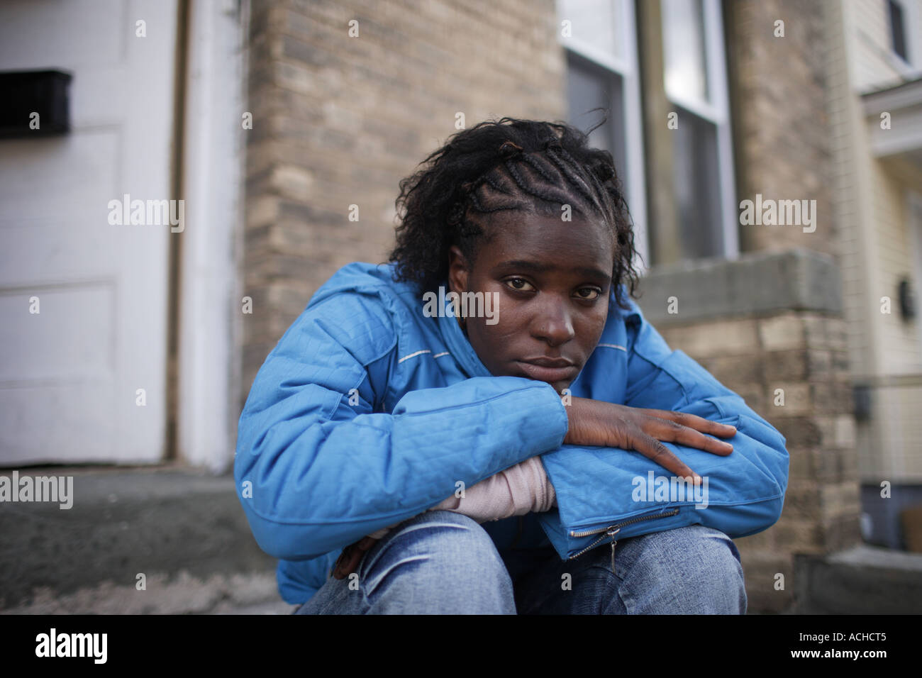 A Young mother who has had her child taken away from her by the state of Connecticut because they claim she was neglectful. Stock Photo