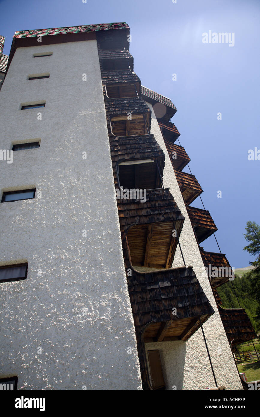 Apartment buildings in Les Orres, Hautes Alpes, Provence, France Stock Photo
