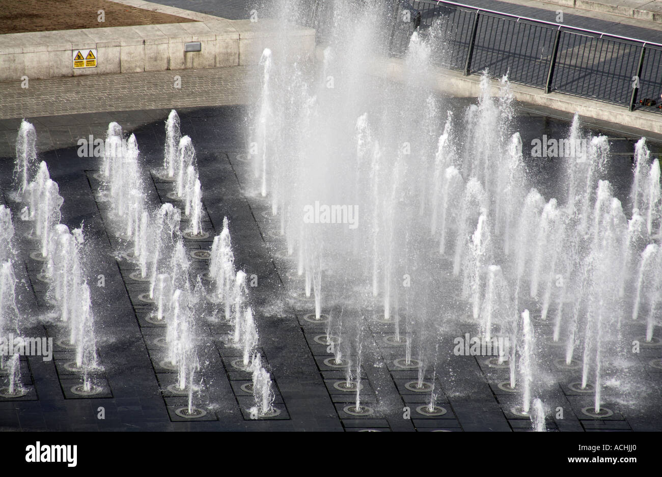 View of the water fountain feature in Piccadilly Square Manchester UK Stock Photo Alamy