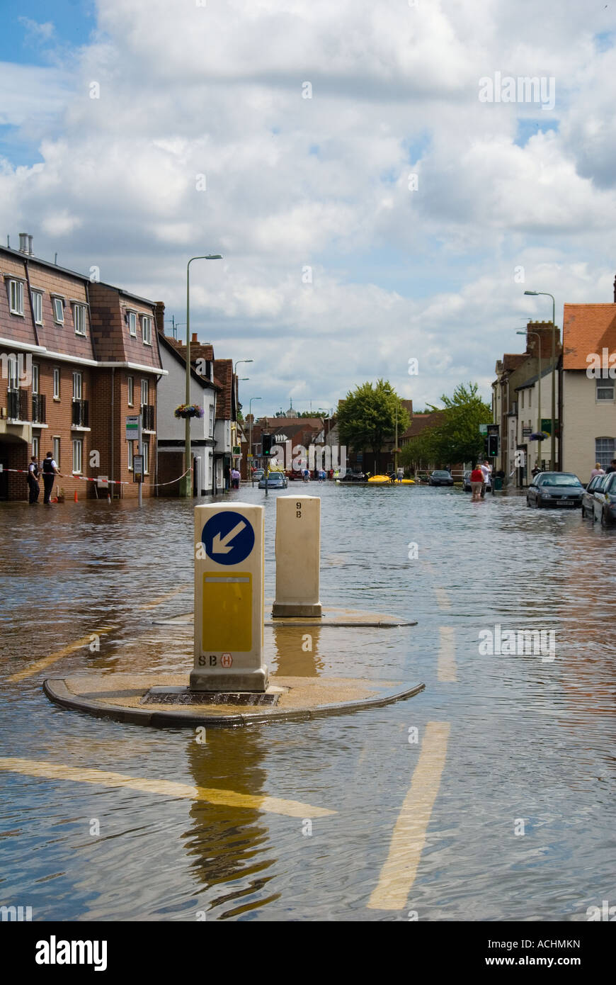 A Flooded Street Abingdon Oxfordshire Stock Photo