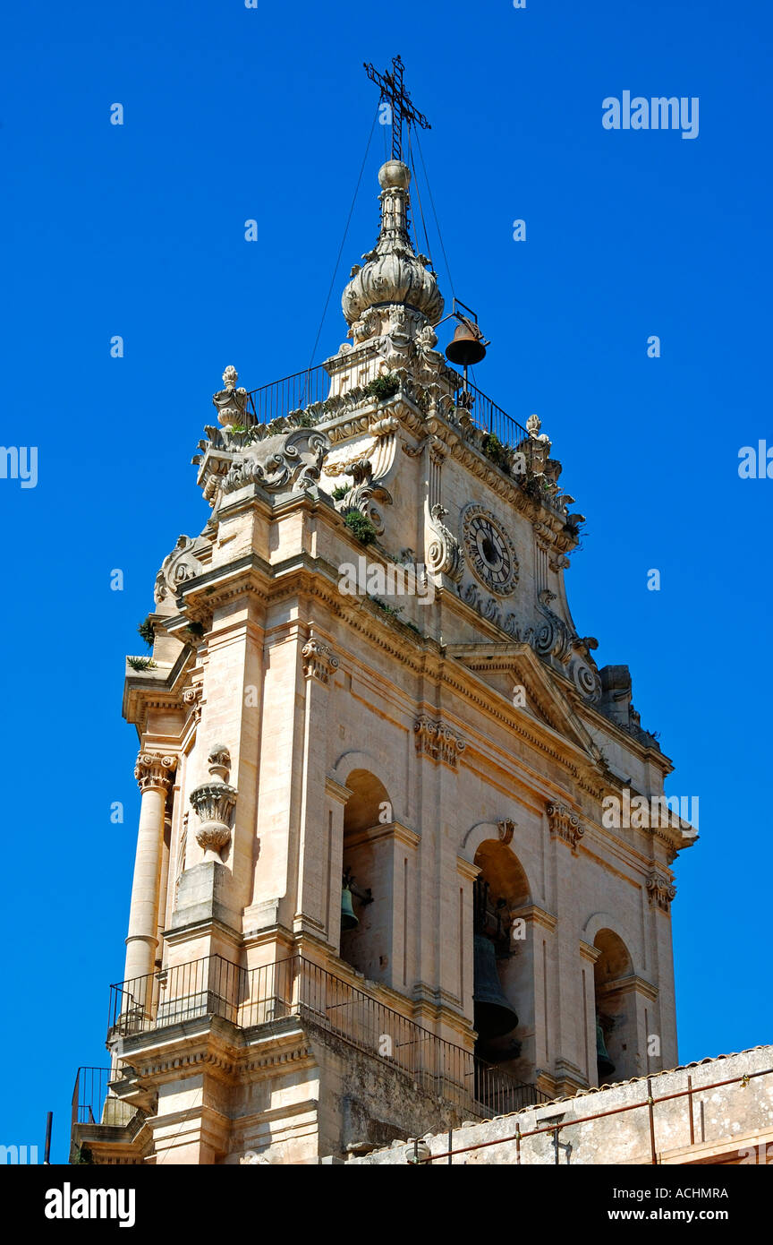 Bell tower Cathedral of San Giorgio Modica Italy Stock Photo