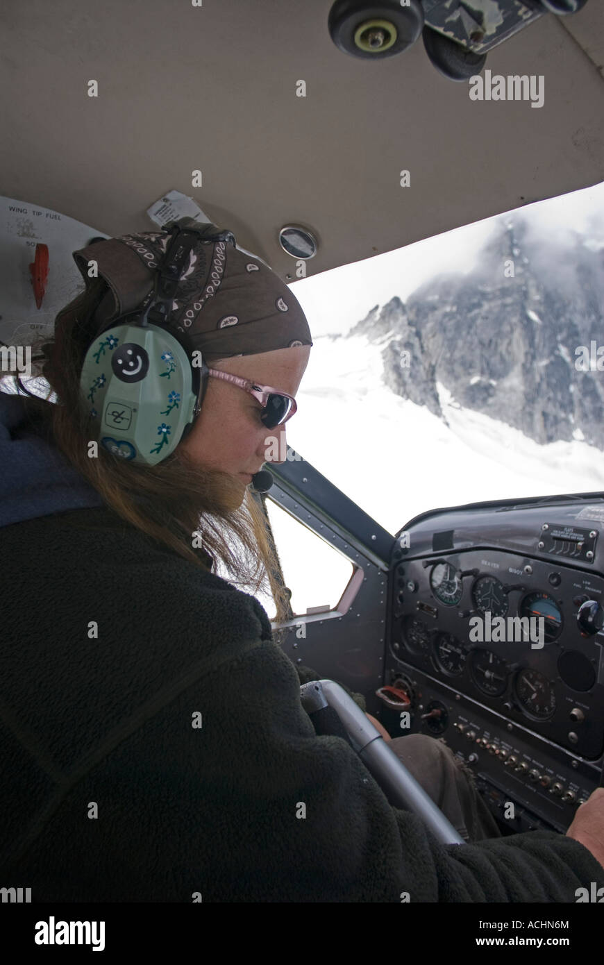 Bush Pilot over the Pika Glacier, Alaska Stock Photo Alamy