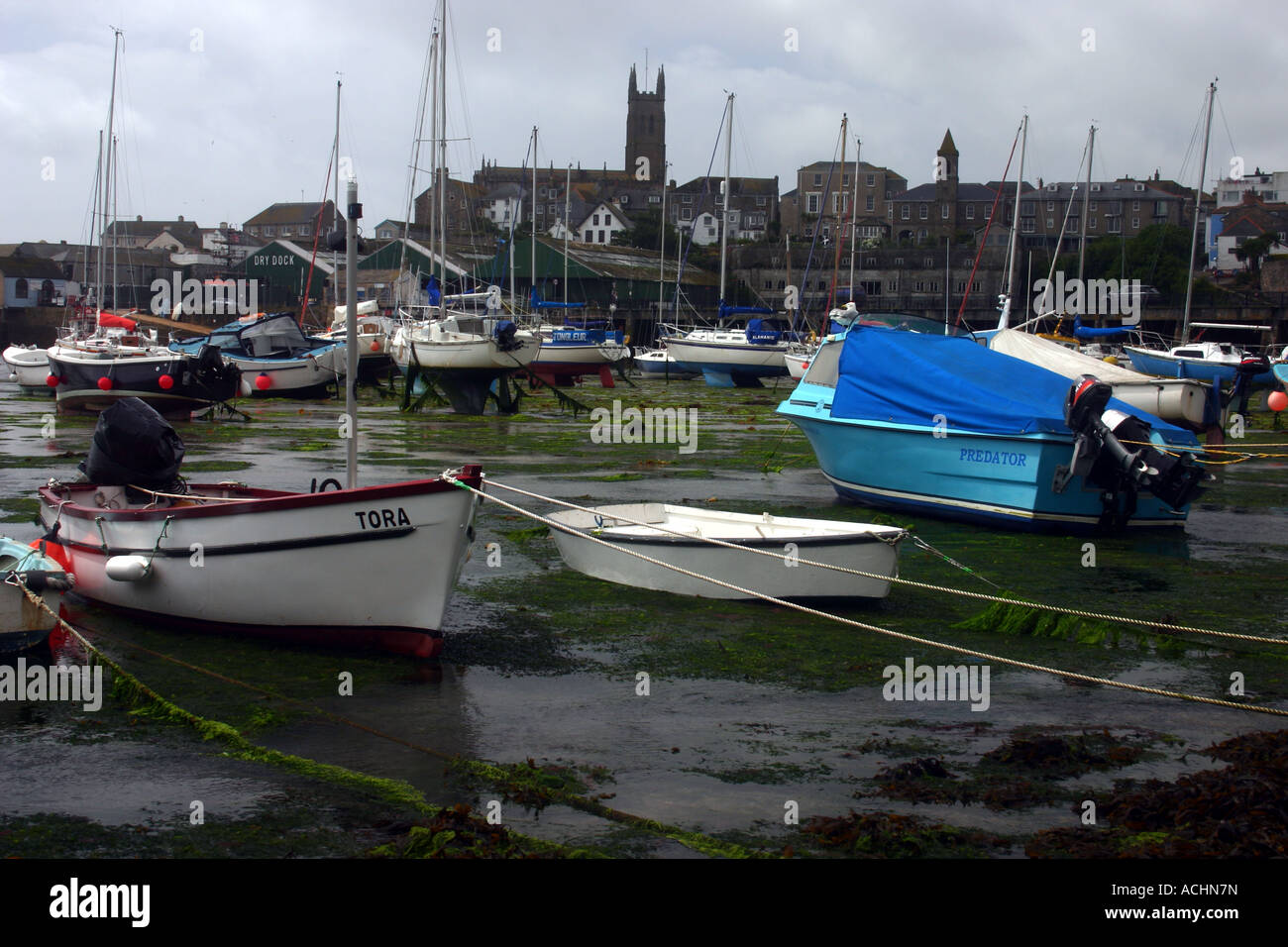 Fishing boats in Penzance harbour Stock Photo - Alamy