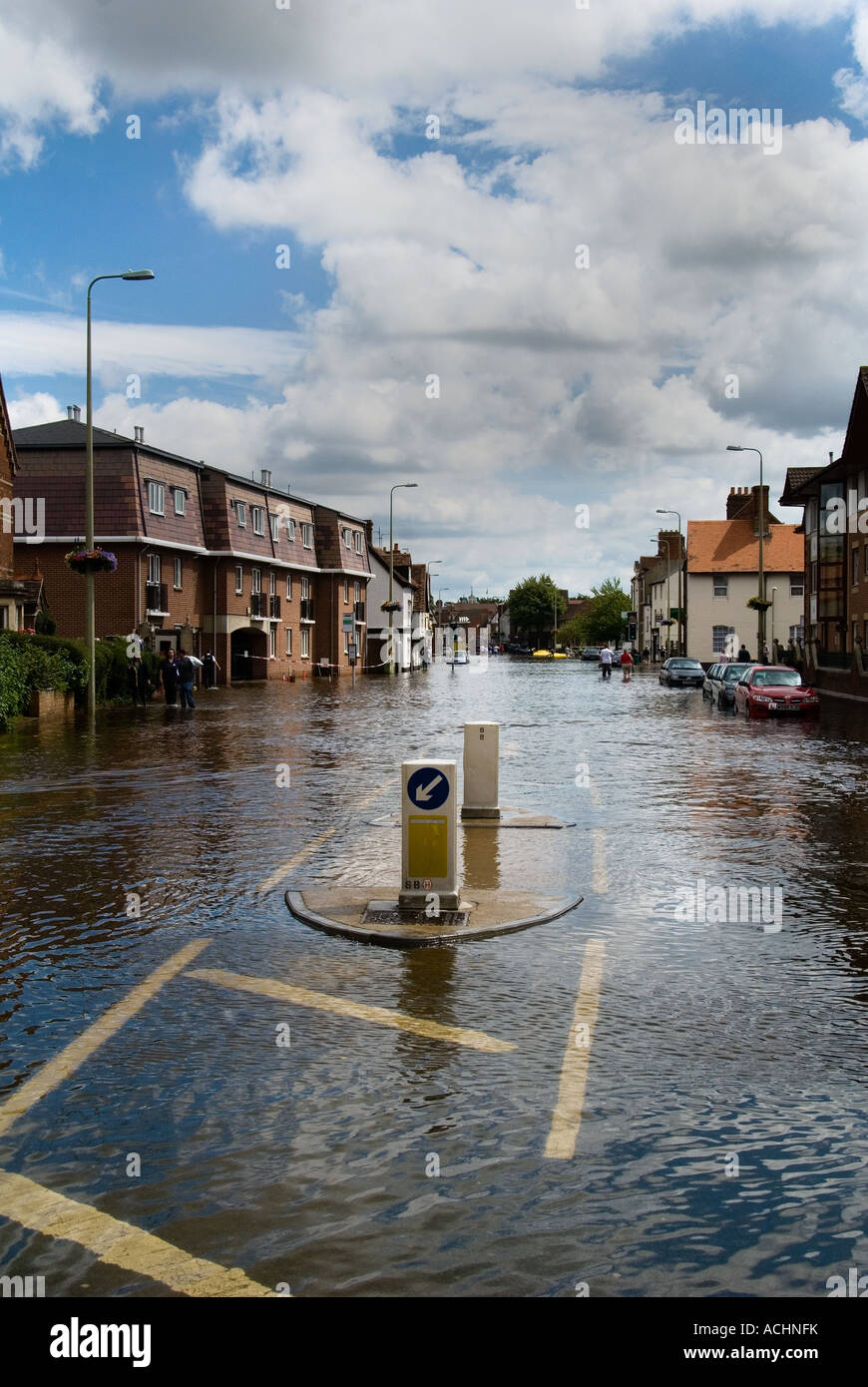 A Flooded Street Abingdon Oxfordshire Stock Photo