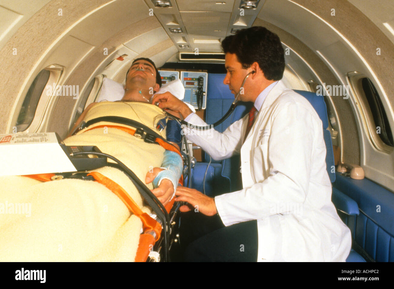 Emergency medical aircraft transport with doctor Stock Photo 4297409 Alamy