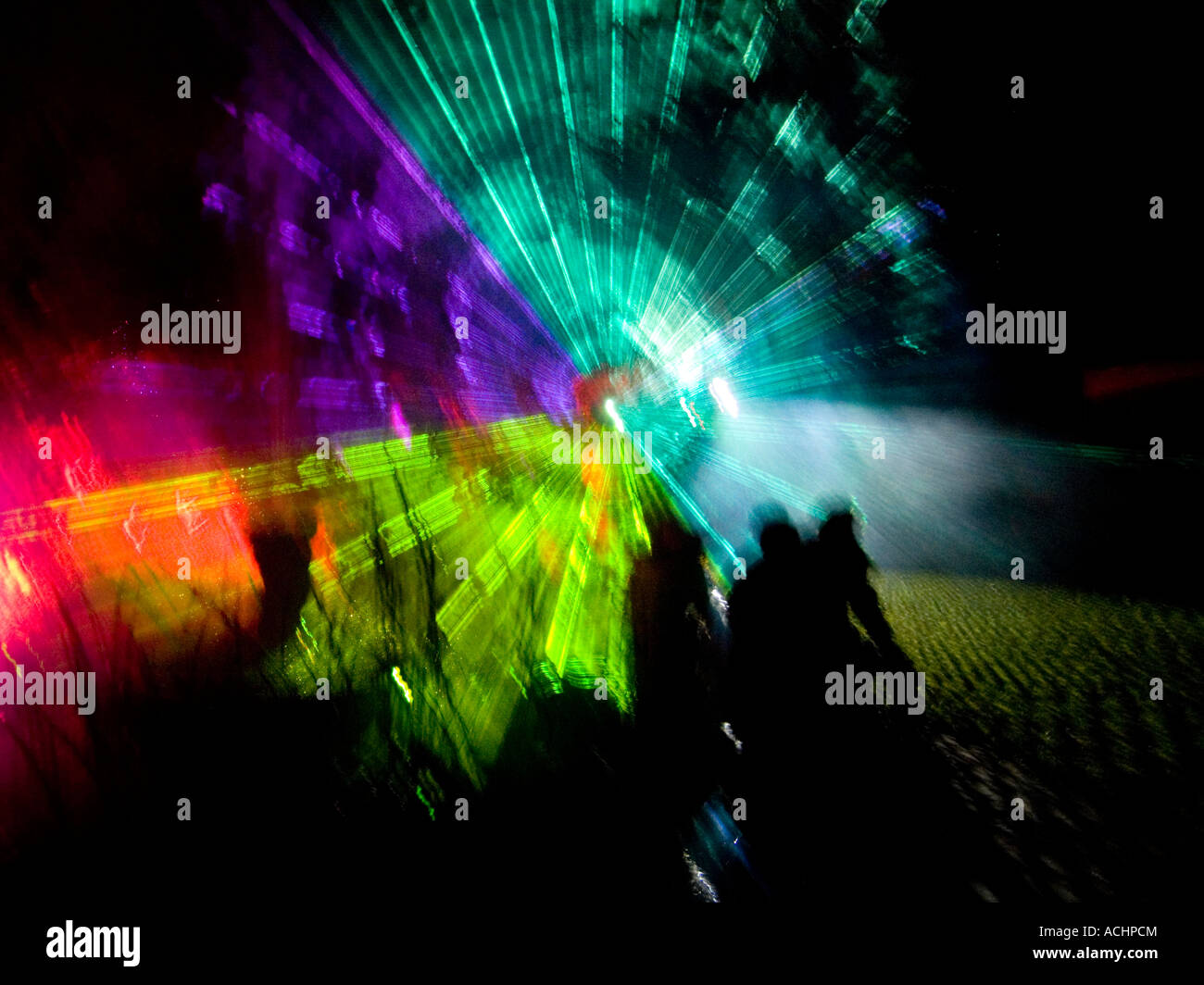 Silhouette of clubbers at a rave Stock Photo - Alamy