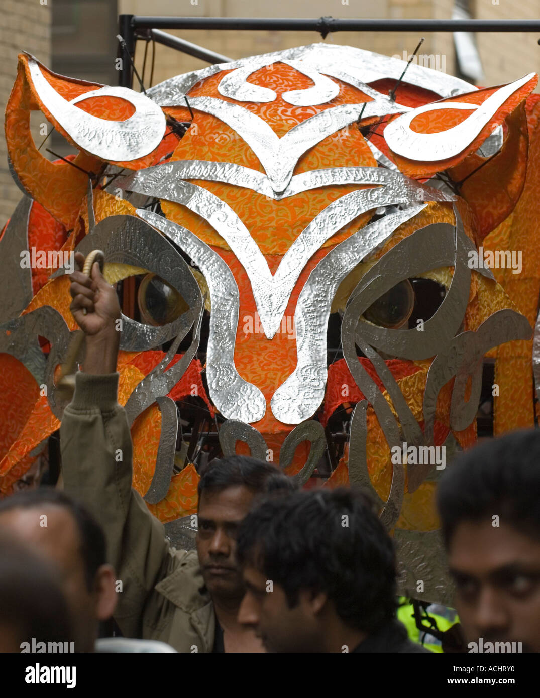 Tiger Float Sample Giant paper tiger float and asian men at the baishakhi Mela ...