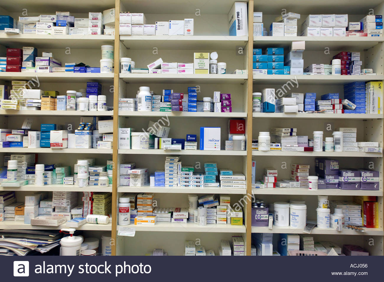 Pharmacy shelves in chemist London UK Stock Photo 2433109 Alamy