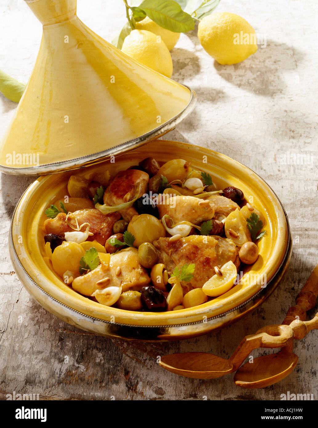 Tagine of chicken with candied lemon Stock Photo Alamy