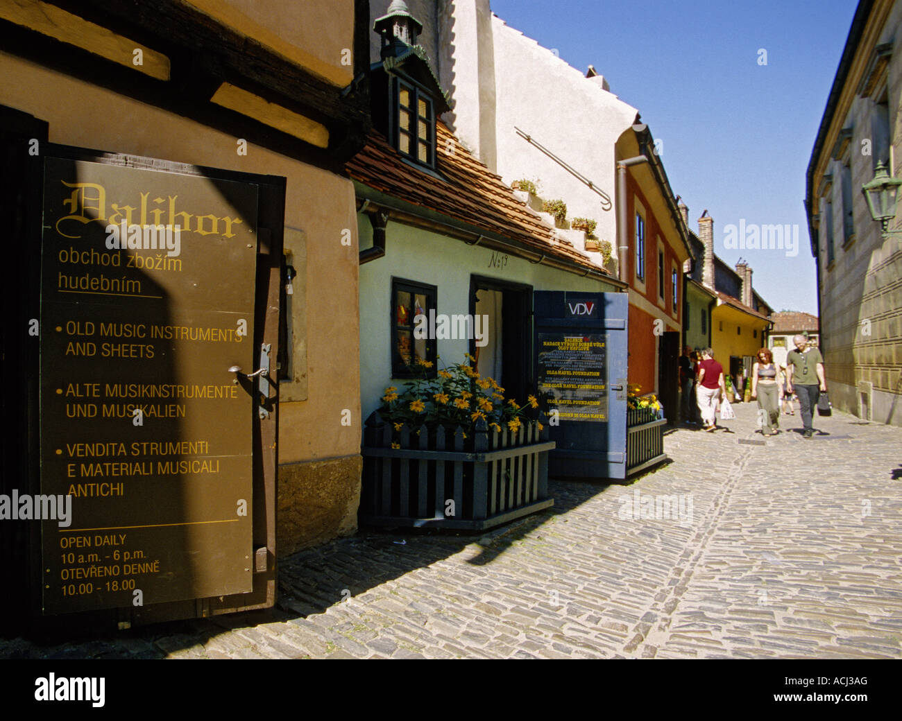 Golden Lane Street by Castle in Prague Czech Republic and Franz Kafka birthplace Stock Photo