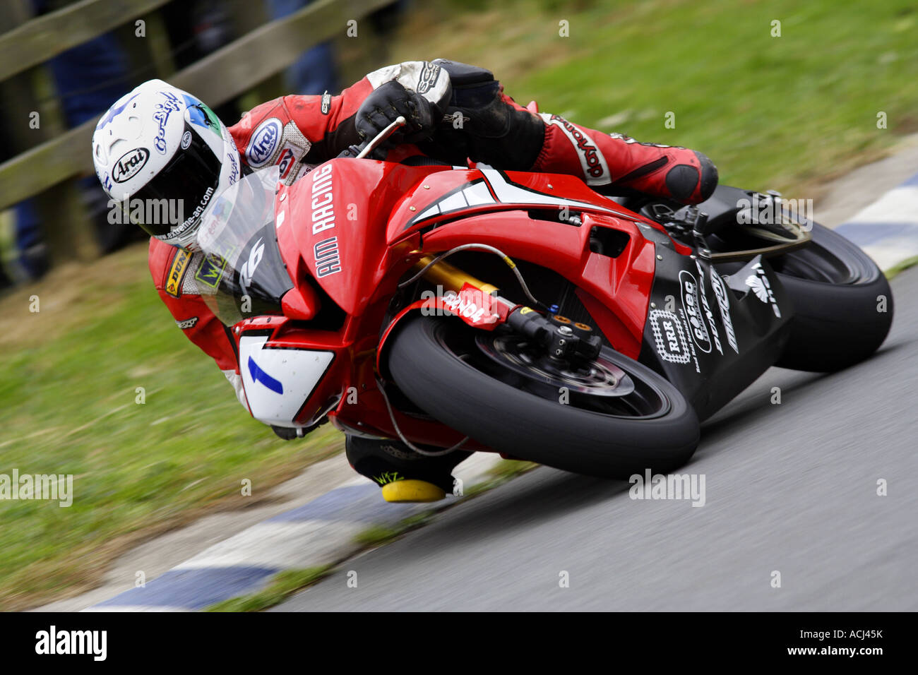 Road racer Guy Martin leads the racing at Scarborough by 20 seconds Stock Photo