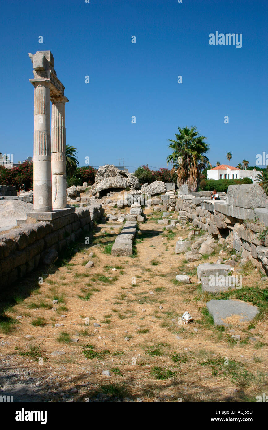 The ancient Agora Market entrance in Kos town on the Greek island of Kos in the Aegean. Stock Photo