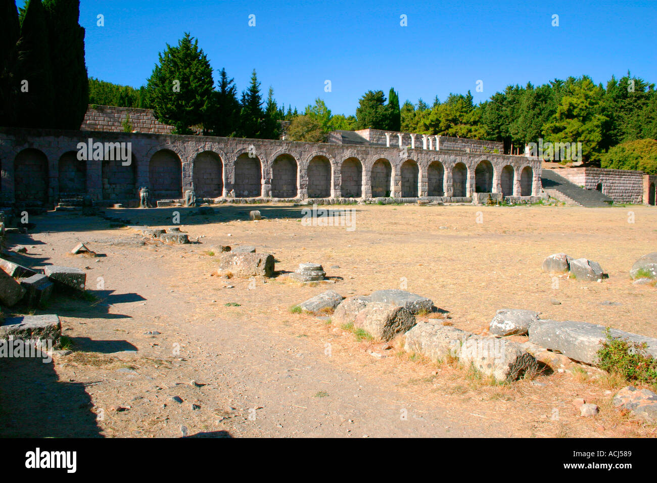 The Asklepieion lower level on the Greek island of Kos in the Aegean. Stock Photo