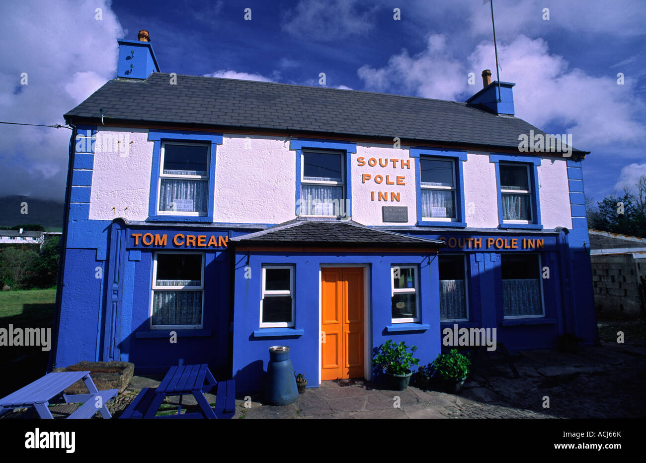 Facade of the South Pole Inn, Tom Crean's pub. Annascaul, Dingle Peninsula, County Kerry, Ireland. Stock Photo