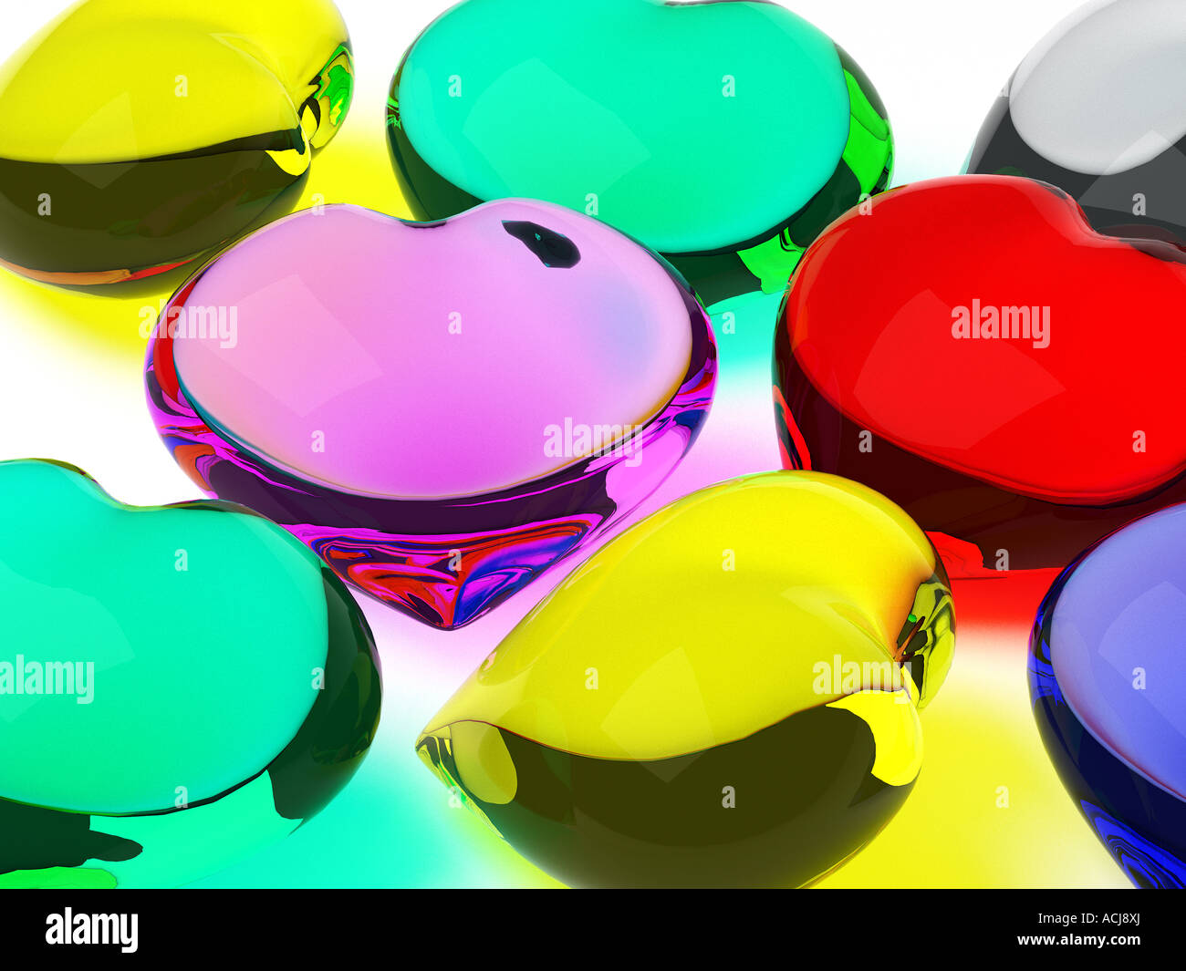 Colorfull Hart's colorfull glass heart illustration Stock Photo - Alamy