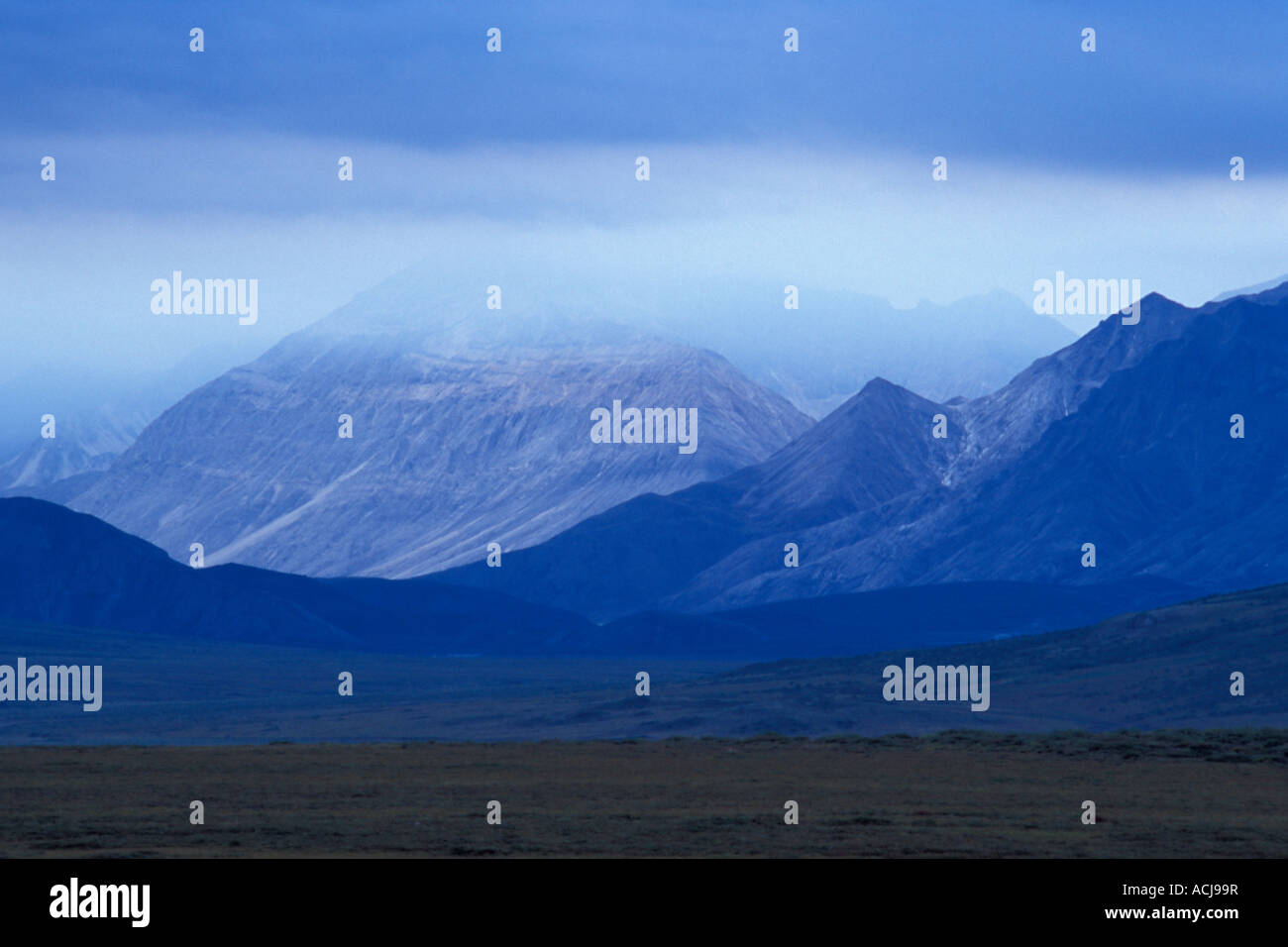 Brooks Range mountains shrouded in smoke from boreal forest fires in