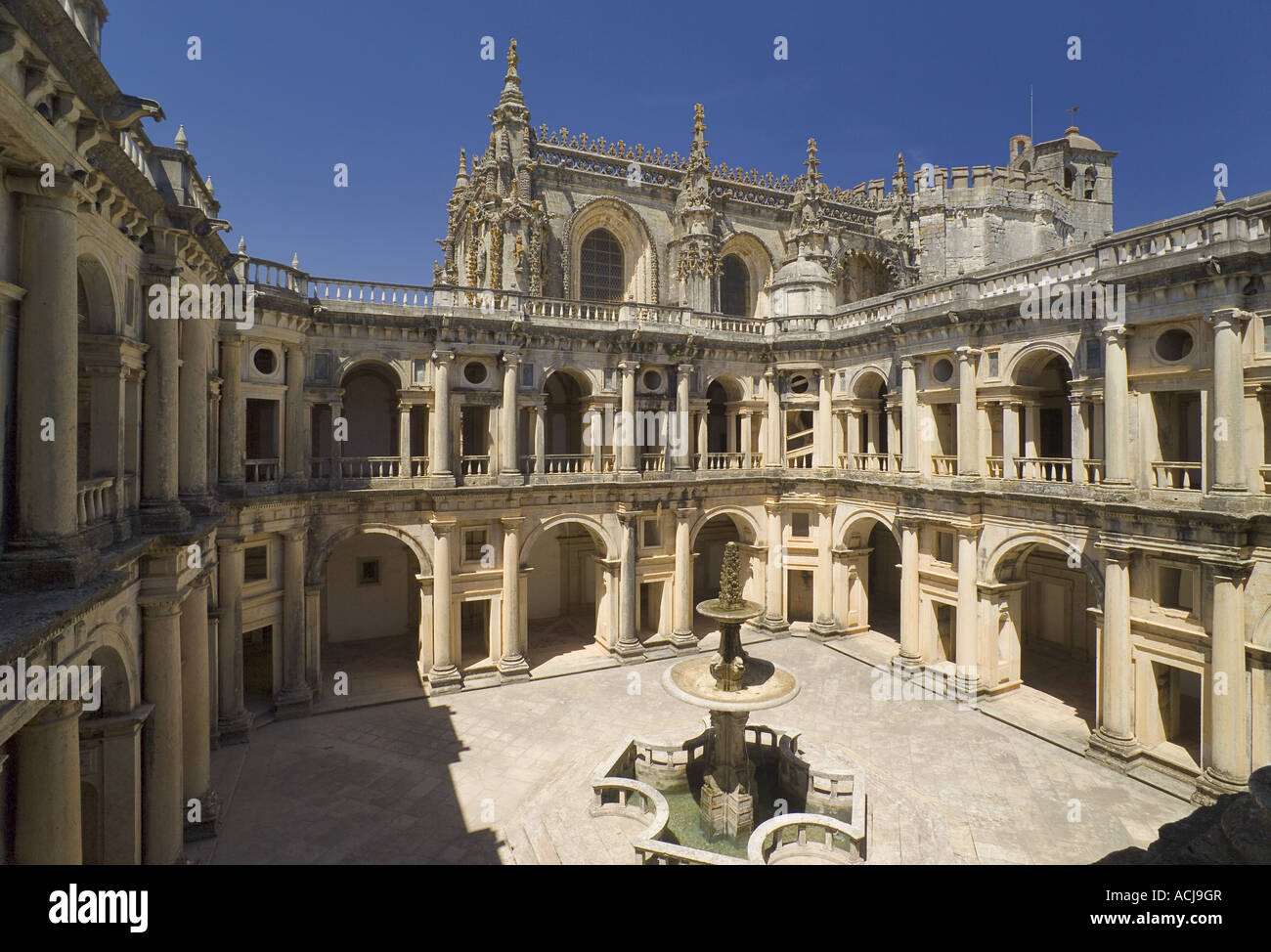 Portugal , Ribatejo, Tomar, courtyard in the Convento do Cristo Stock Photo