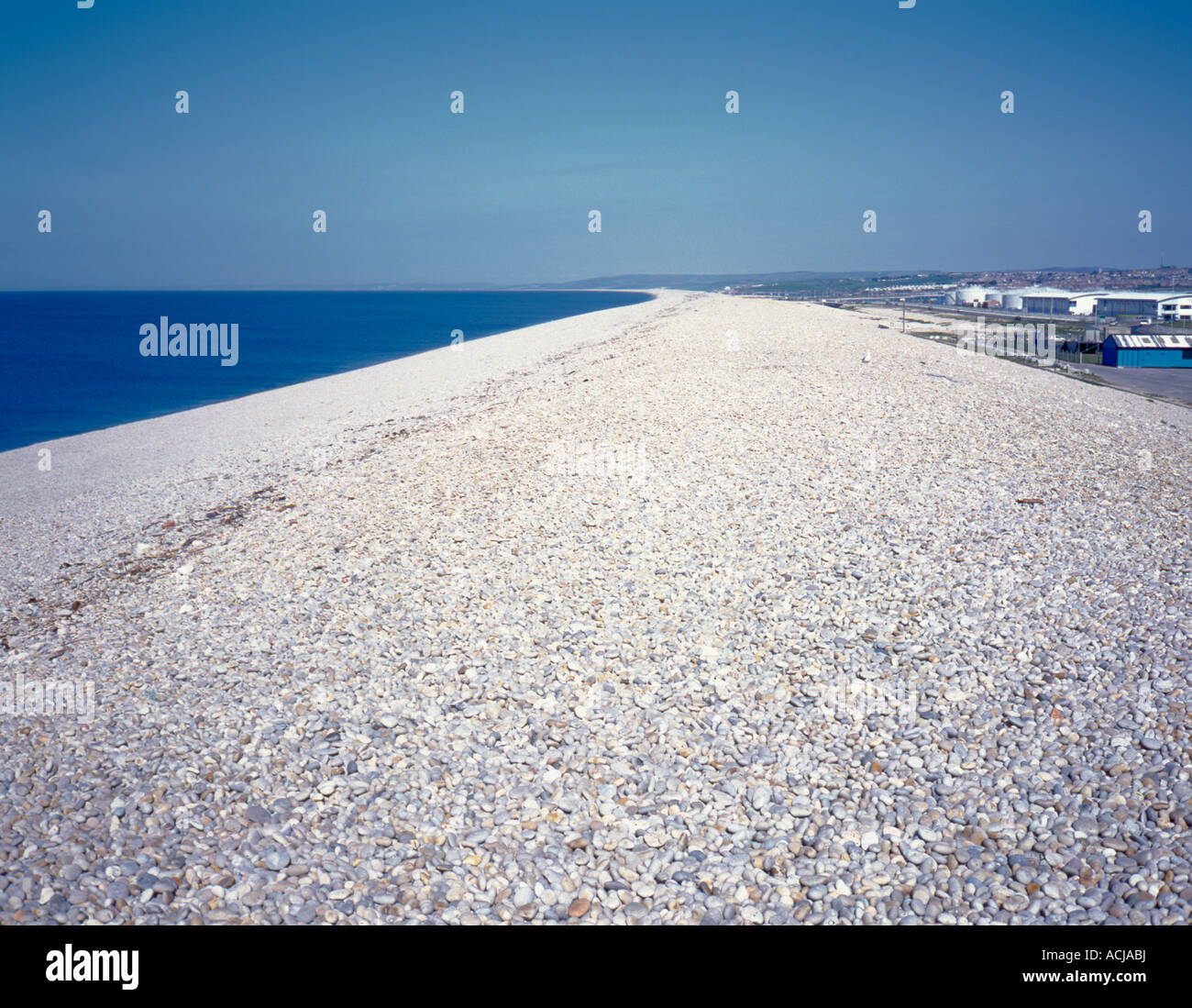 Chesil Beach, view north west at Chiswell, Portland, Dorset, England, UK. Stock Photo