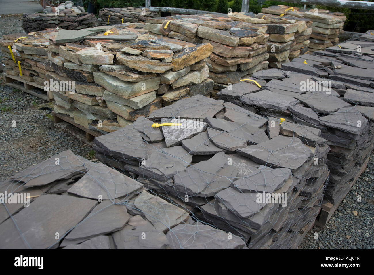 Pallets of paving stones Stock Photo Alamy
