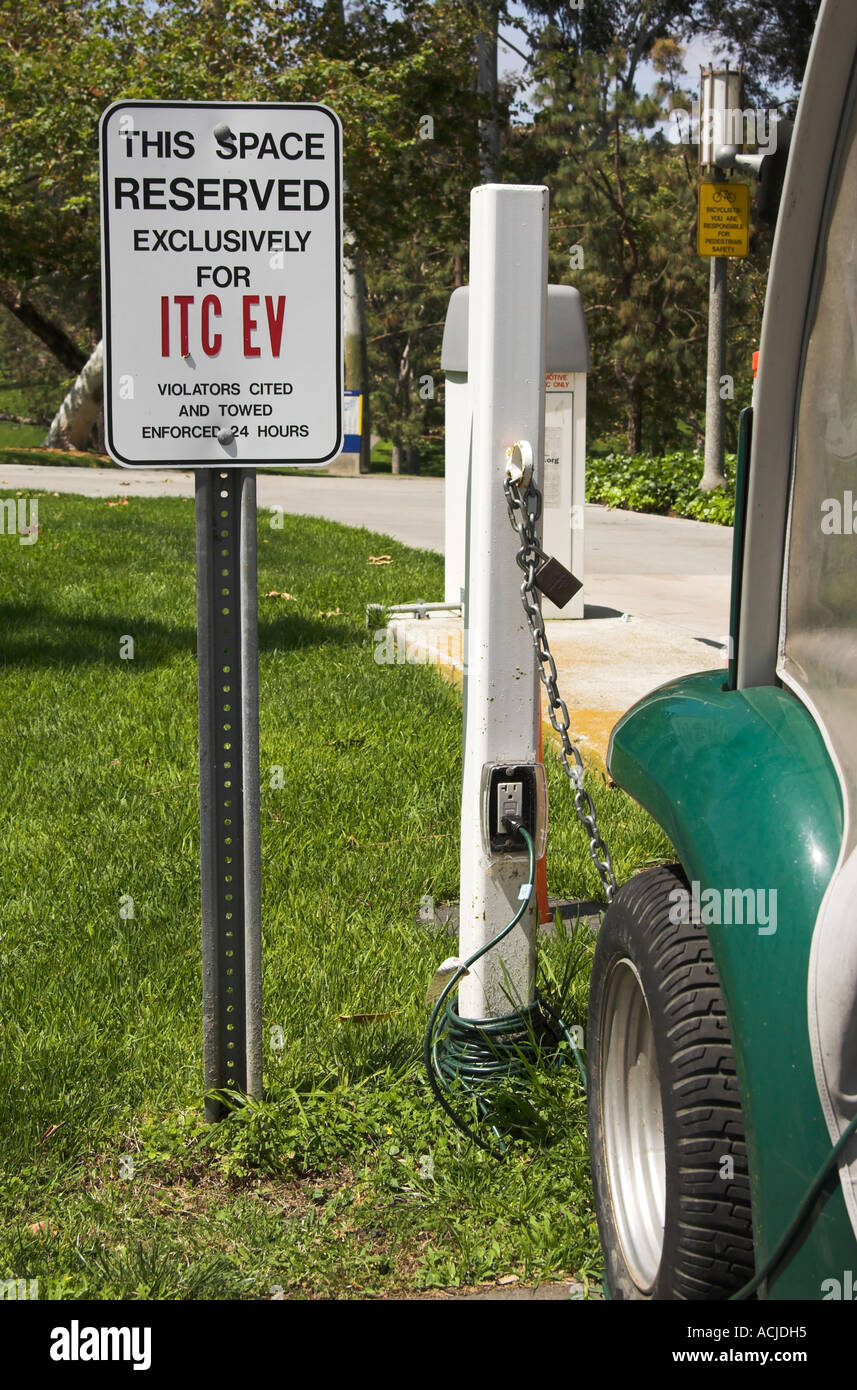 Electric vehicle being charged, University of California, Irvine, campus, California, USA Stock Photo
