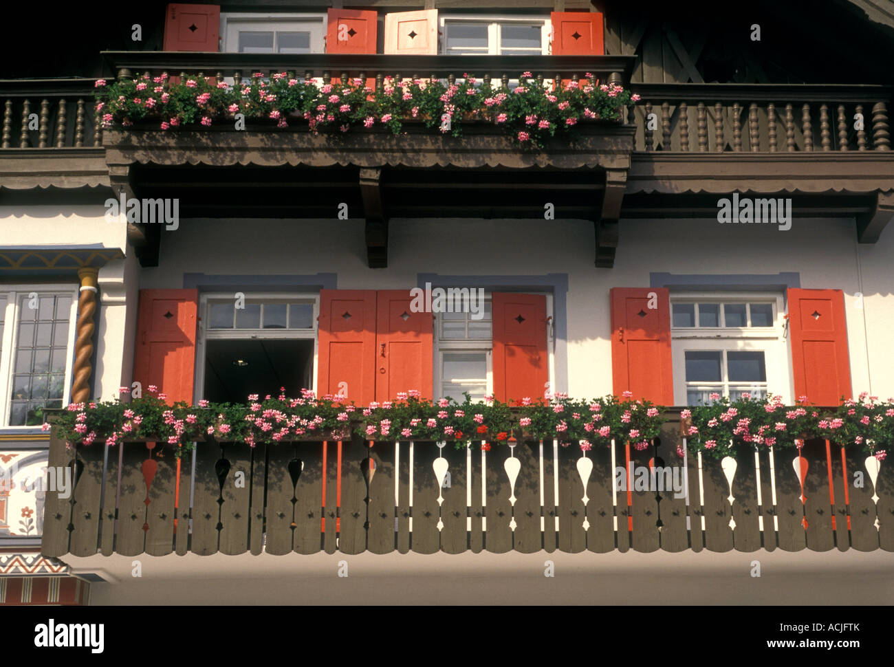 Bavaria germany traditional balcony flowers hi-res stock photography ...