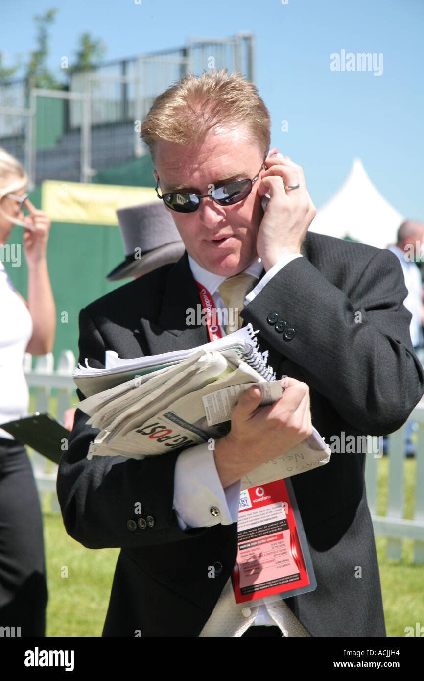 Studying Form on Race Day, Epsom Derby Stock Photo