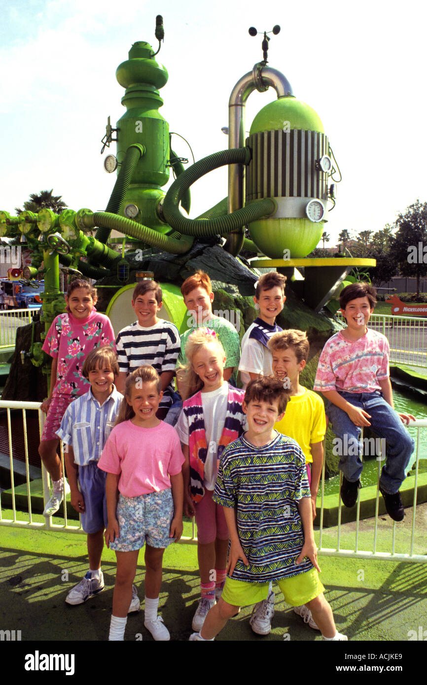 Children at slime machine near Nickelodeon at Universal Studios in Orlando Florida Stock Photo