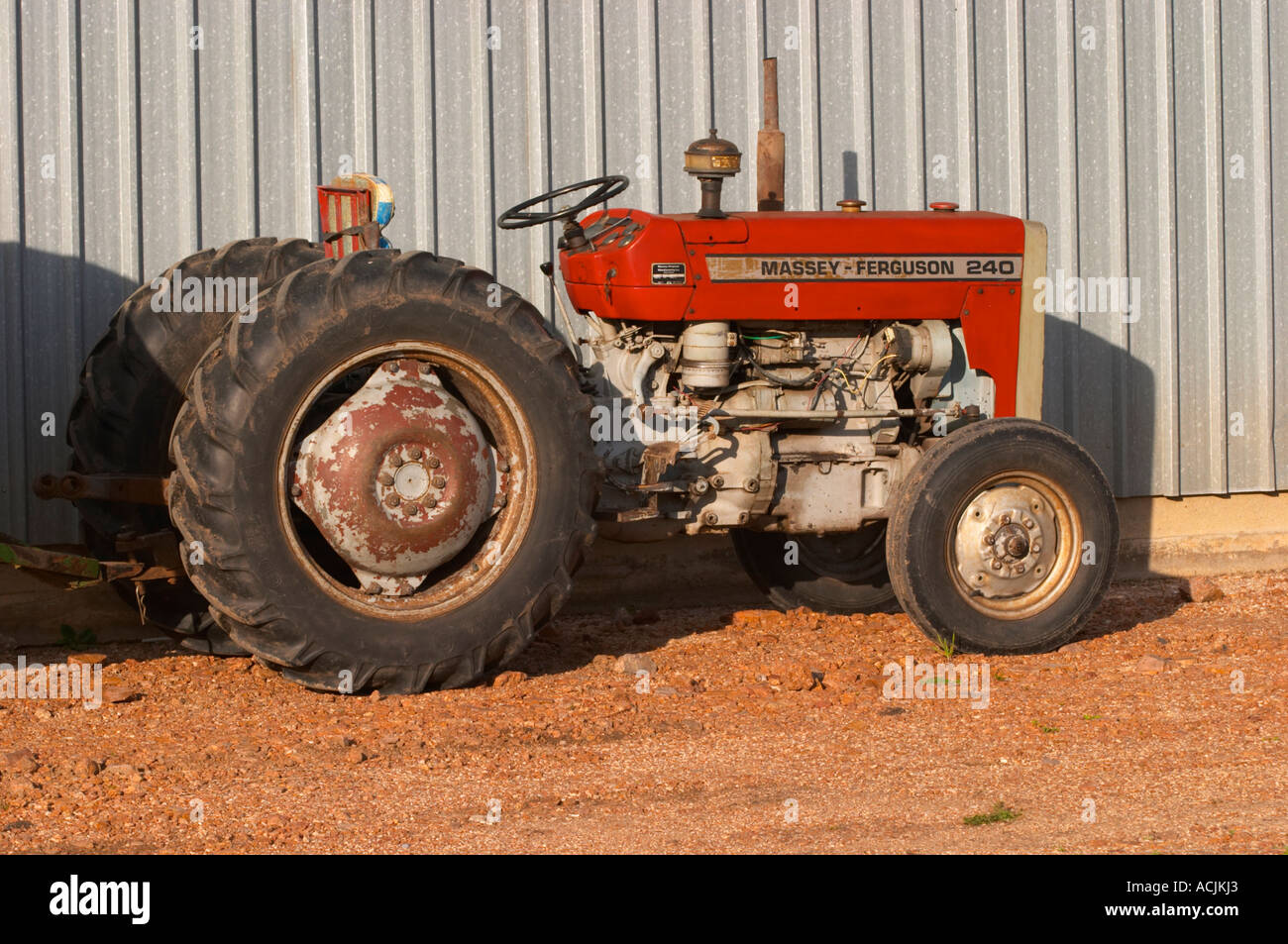 An old Massey Ferguson 240 tractor at the winery. Vinedos y Bodega Filgueira Winery, Cuchilla Verde, Canelones, Montevideo, Uruguay, South America Stock Photo