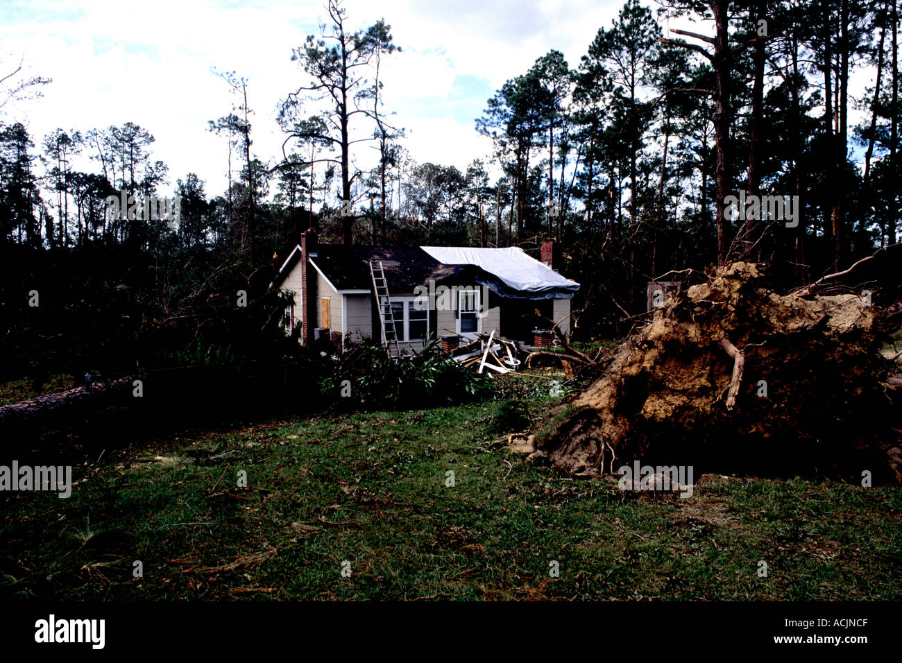 Horrible storm damage from Hurricane Ivan in Mobile Alabama Stock Photo